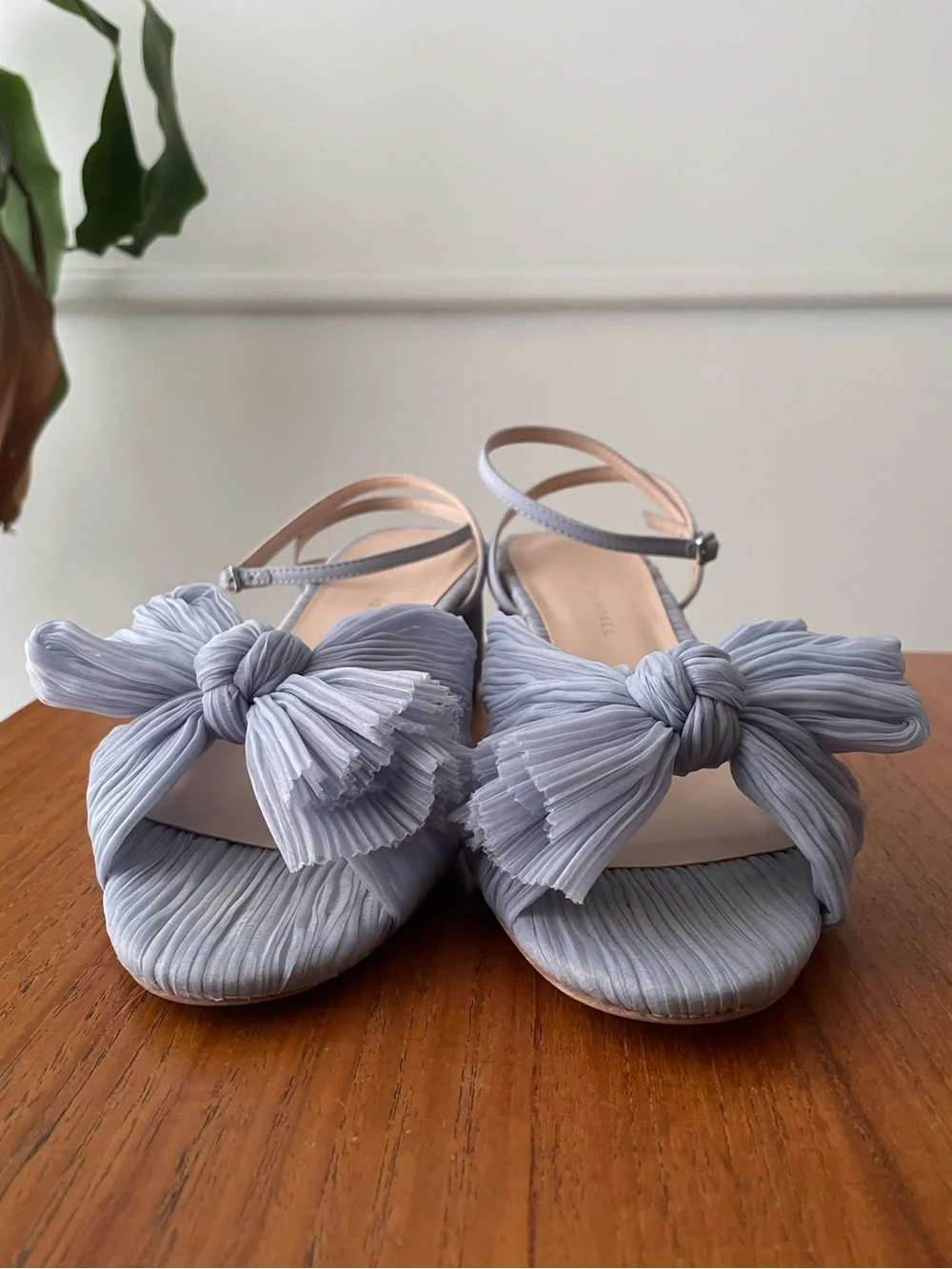 Loeffler Randall Dahlia Blue Pleated Bow Heel Size 9